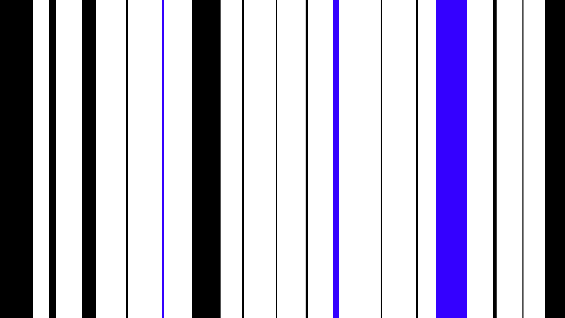 Motif de bandes verticales noires, blanches et bleues.