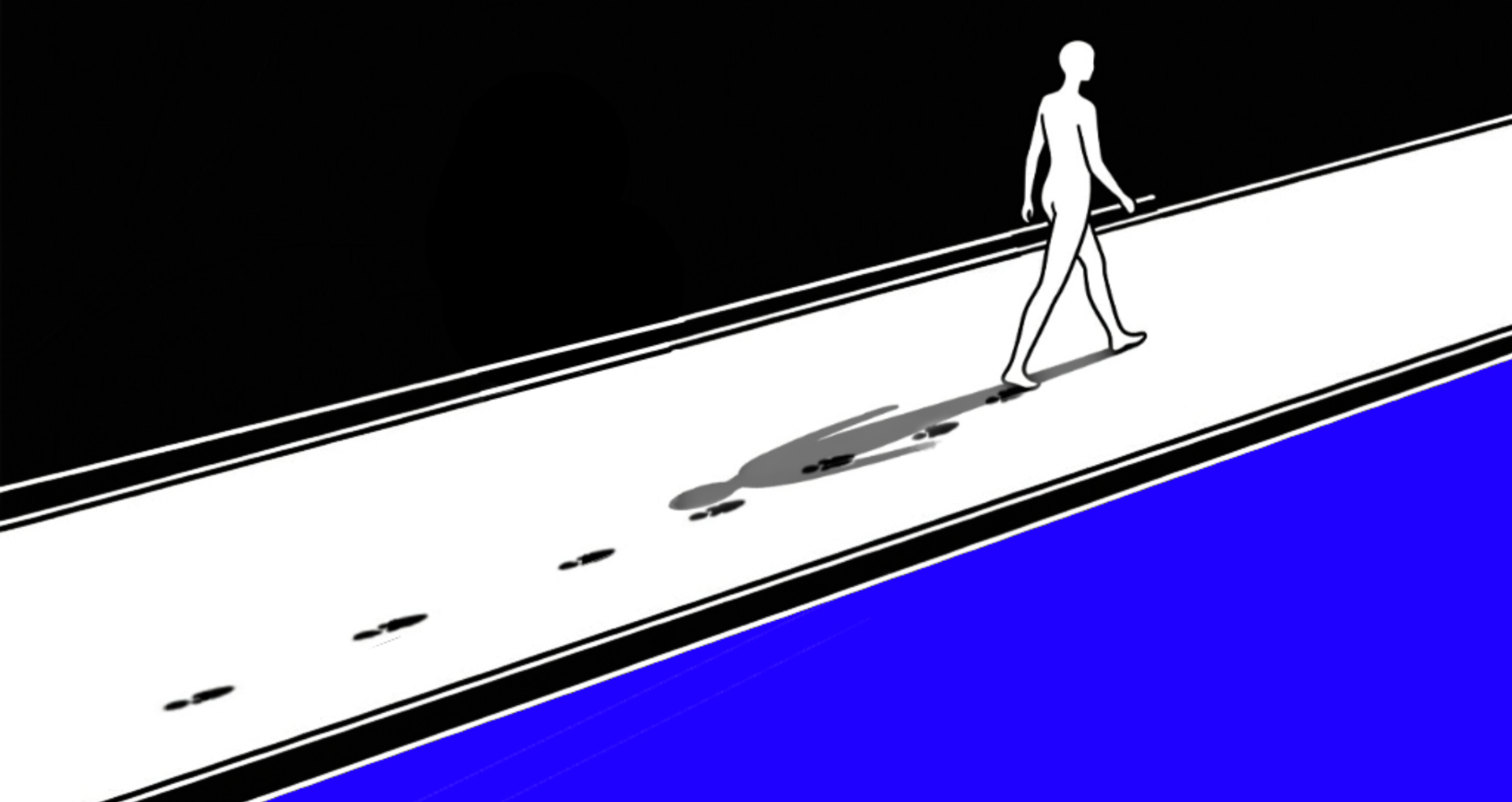 Silhouette qui avance sur un chemin — métaphore du parcours utilisateur.